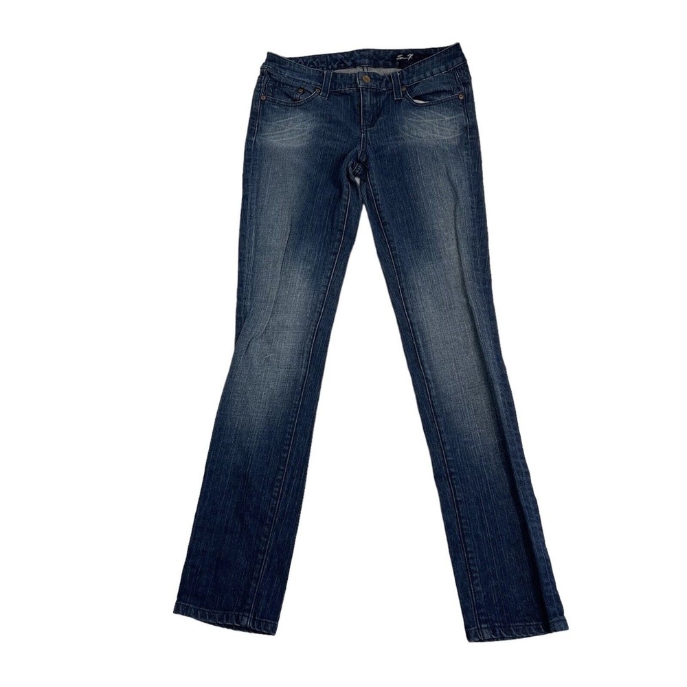 Seven7 Premium Womens Size 25 Dark Wash Denim Stretch Jean Tapered Leg 5 Pocket